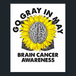 Brain Cancer Tumor Awareness wordt grijs in mei Su Poster<br><div class="desc">Brain Cancer Tumor Awareness wordt grijs in mei Sunflower</div>