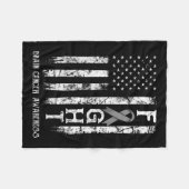 Brain Cancer Warrior Amerikaanse vlag Fleece Deken (Voorkant (Horizontaal))