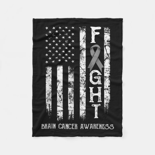 Brain Cancer Warrior Amerikaanse vlag Fleece Deken (Voorkant)