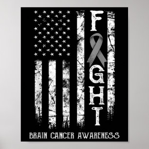 Brain Cancer Warrior Amerikaanse vlag Poster