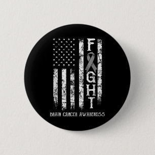 Brain Cancer Warrior Amerikaanse vlag Ronde Button 5,7 Cm