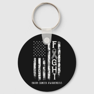 Brain Cancer Warrior Amerikaanse vlag Sleutelhanger