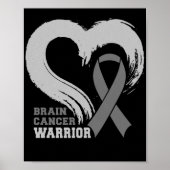 Brain Cancer Warrior Brain Tumor Grey Ribbon Poster (Voorkant)