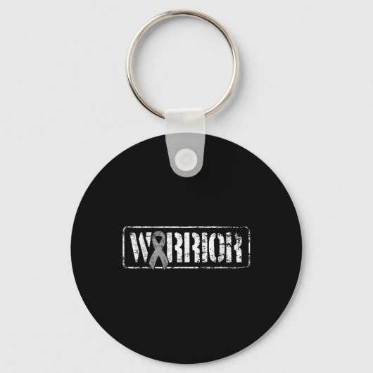 Brain Cancer Warrior - Grey Military Style Ribbon Sleutelhanger (Voorkant)