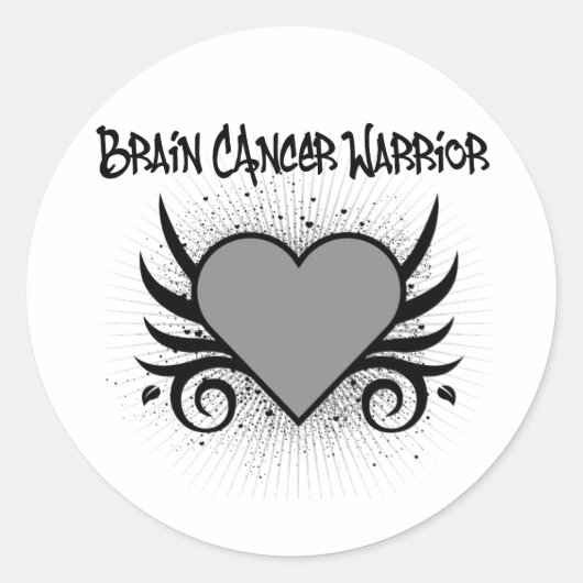 Brain Cancer Warrior Heart Ronde Sticker (Voorkant)