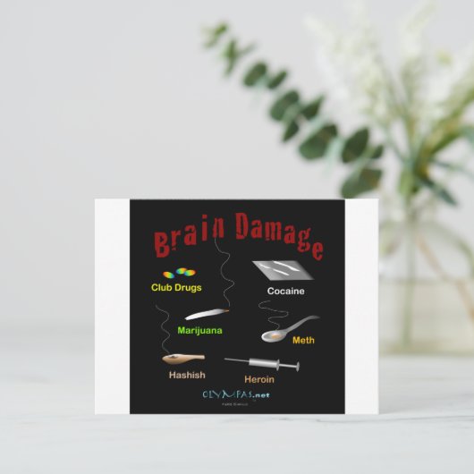 Brain Damage Black Briefkaart (Staand voorkant)