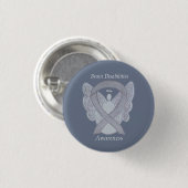 Brain Disabilities Silver Awareness Ribbon Angel Ronde Button 3,2 Cm (Voorkant /achterkant)