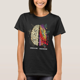 Brain Divided In Two Parts By A Creative And A Log T-shirt
