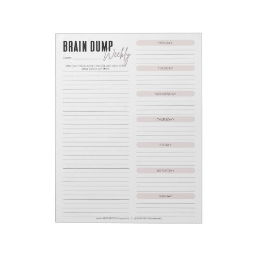 BRAIN DUMP | Blush Weekly Notitieblok (Linkerzijde)
