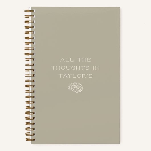 Brain Dump List Thoughts Personalized Simple Beige Notitieboek (Voorkant)