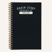 Brain Dump Personalized Name Modern Stylish Black Notitieboek (Voorkant)