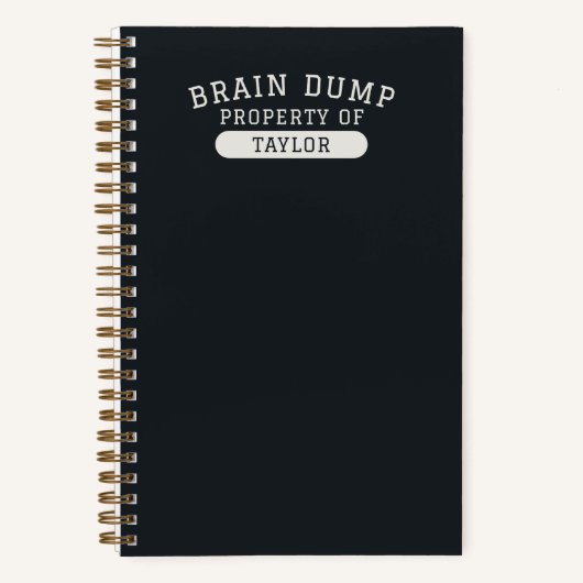 Brain Dump Personalized Name Modern Stylish Black Notitieboek (Voorkant)