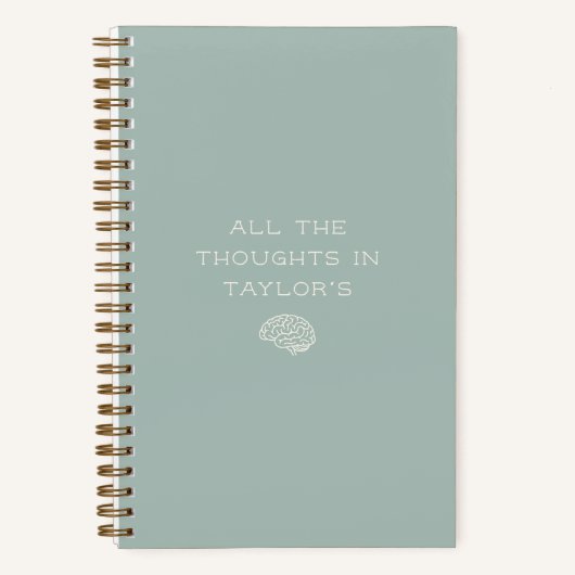 Brain Dump Thoughts Personalized Name Minimal Sage Notitieboek (Voorkant)