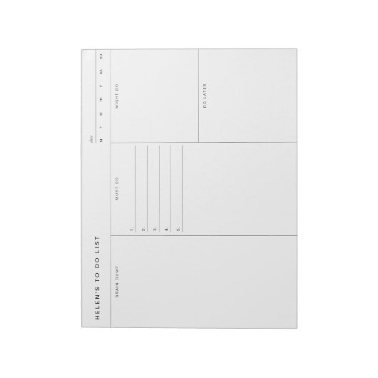 Brain Dump To Do List Notitieblok (Linkerzijde)