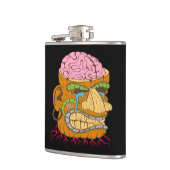 Brain Exposed Tiki Head, Grappig Zwart Heupfles (Links)