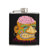 Brain Exposed Tiki Head, Grappig Zwart Heupfles (Voorkant)