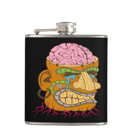 Brain Exposed Tiki Head, Grappig Zwart Heupfles
