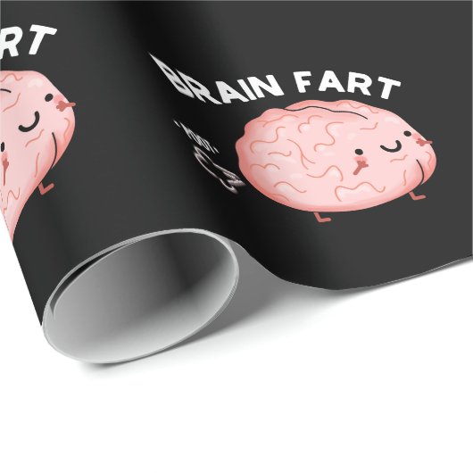 Brain Fart Funny Anatomy Pun Dark BG Cadeaupapier (Rol Hoek)