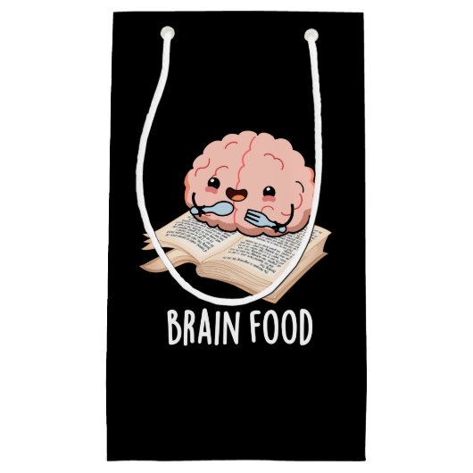 Brain Food Funny Anatomy Pun Dark BG Klein Cadeauzakje (Voorkant)