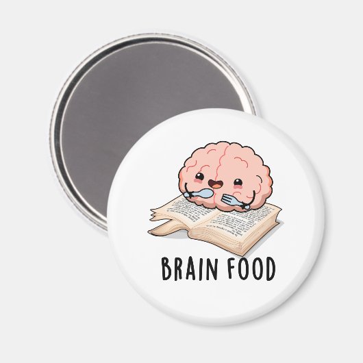Brain Food Grappige Anatomie Pun Magneet (Voorkant / Achterkant)