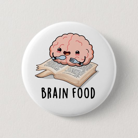 Brain Food Grappige Anatomie Pun Ronde Button 5,7 Cm (Voorkant)