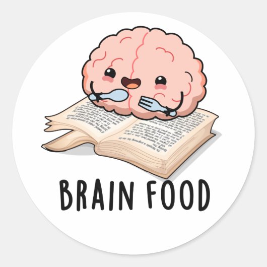 Brain Food Grappige Anatomie Pun Ronde Sticker (Voorkant)
