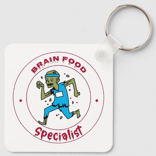 Brain Food Specialist zombie hersenen Sleutelhanger (Achterkant)