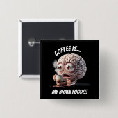 Brain Food Vierkante Button 5,1 Cm (Voorkant /achterkant)