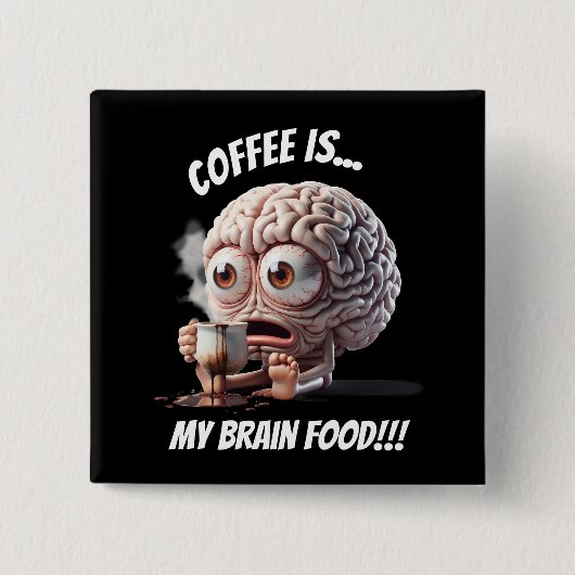 Brain Food Vierkante Button 5,1 Cm (Voorkant)