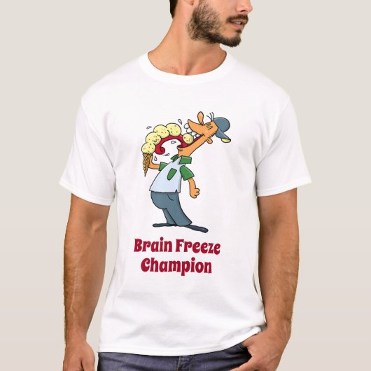 Brain Freeze Champion Ice Cream Funny Cartoon T-shirt (Voorkant)