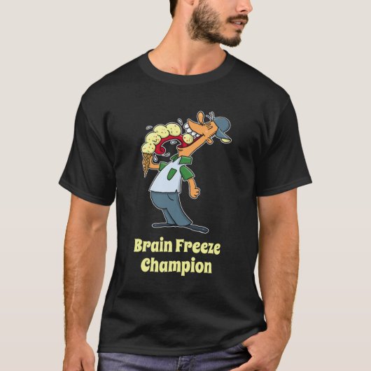 Brain Freeze Champion Ice Cream Funny Cartoon T-shirt (Voorkant)