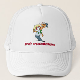 Brain Freeze Champion Ice Cream Funny Cartoon Trucker Pet