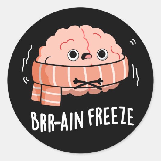 Brain Freeze Funny Biology Anatomy Pun Dark BG Ronde Sticker (Voorkant)