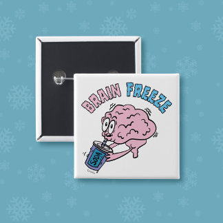 Brain Freeze Funny Cartoon Vierkante Button 5,1 Cm