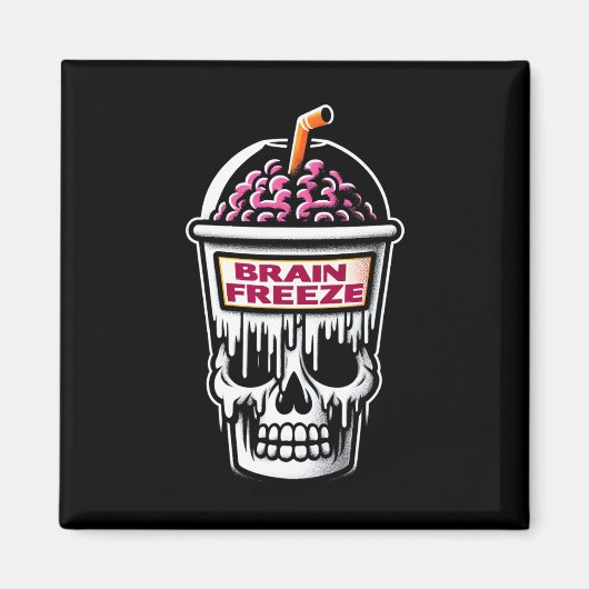 Brain Freeze Schedel Spooky Halloween Drink Ontwer Magneet (Voorkant)
