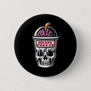 Brain Freeze Schedel Spooky Halloween Drink Ontwer Ronde Button 5,7 Cm