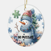 Brain Freeze Sneeuwman's Puzzel Keramisch Ornament (Links)