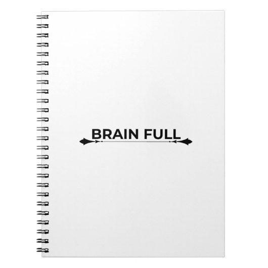 Brain Full Minimalist Typographic Spiral Notebook Notitieboek (Voorkant)