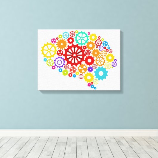 Brain Gears Canvas Print (Insitu (Houten vloer))