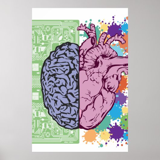 Brain hart balans emotie poster (Voorkant)