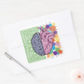 Brain hart balans emotie vierkante sticker (Envelop)