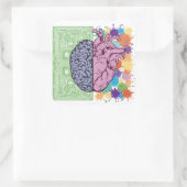 Brain hart balans emotie vierkante sticker (Tas)