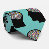 Brain Head Silhouette Blauwgroen Professional Stro Stropdas (Opgerold)