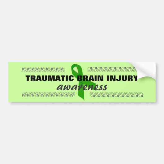 Brain Injury Green Ribbon Bumpersticker (Voorkant)