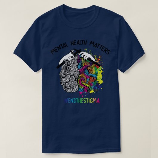 Brain Knitting Mental Health Matters Awareness End T-shirt (Design voorkant)