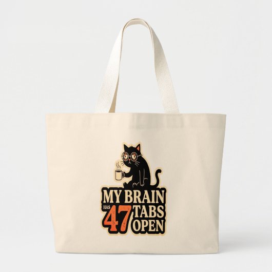 “Brain Laden… Even Geduld” أ Grote Tote Bag (Voorkant)