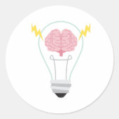 Brain Light Bulb Ronde Sticker (Voorkant)