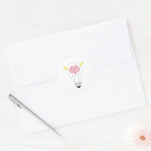 Brain Light Bulb Ronde Sticker (Envelop)