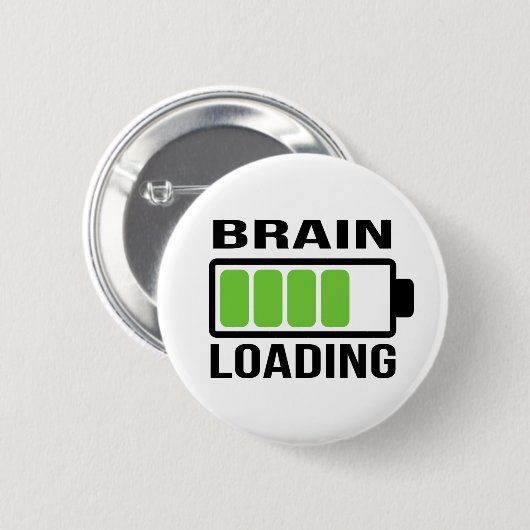 Brain Loading Bar Funny Ronde Button 5,7 Cm (Voorkant /achterkant)