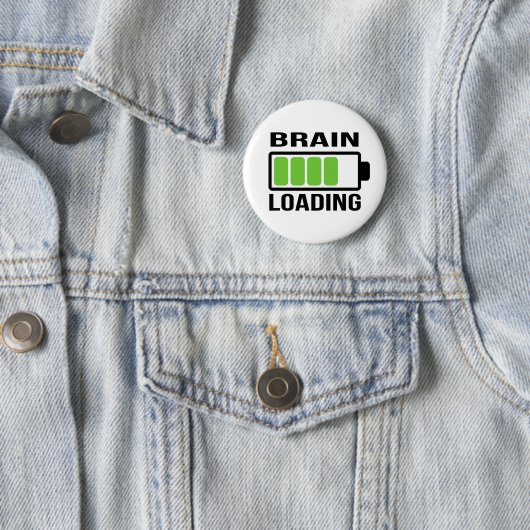 Brain Loading Bar Funny Ronde Button 5,7 Cm (In situ)